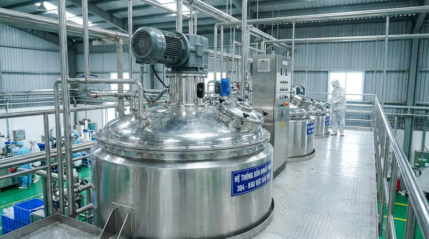 Hệ thống bồn khuấy Inox 304
